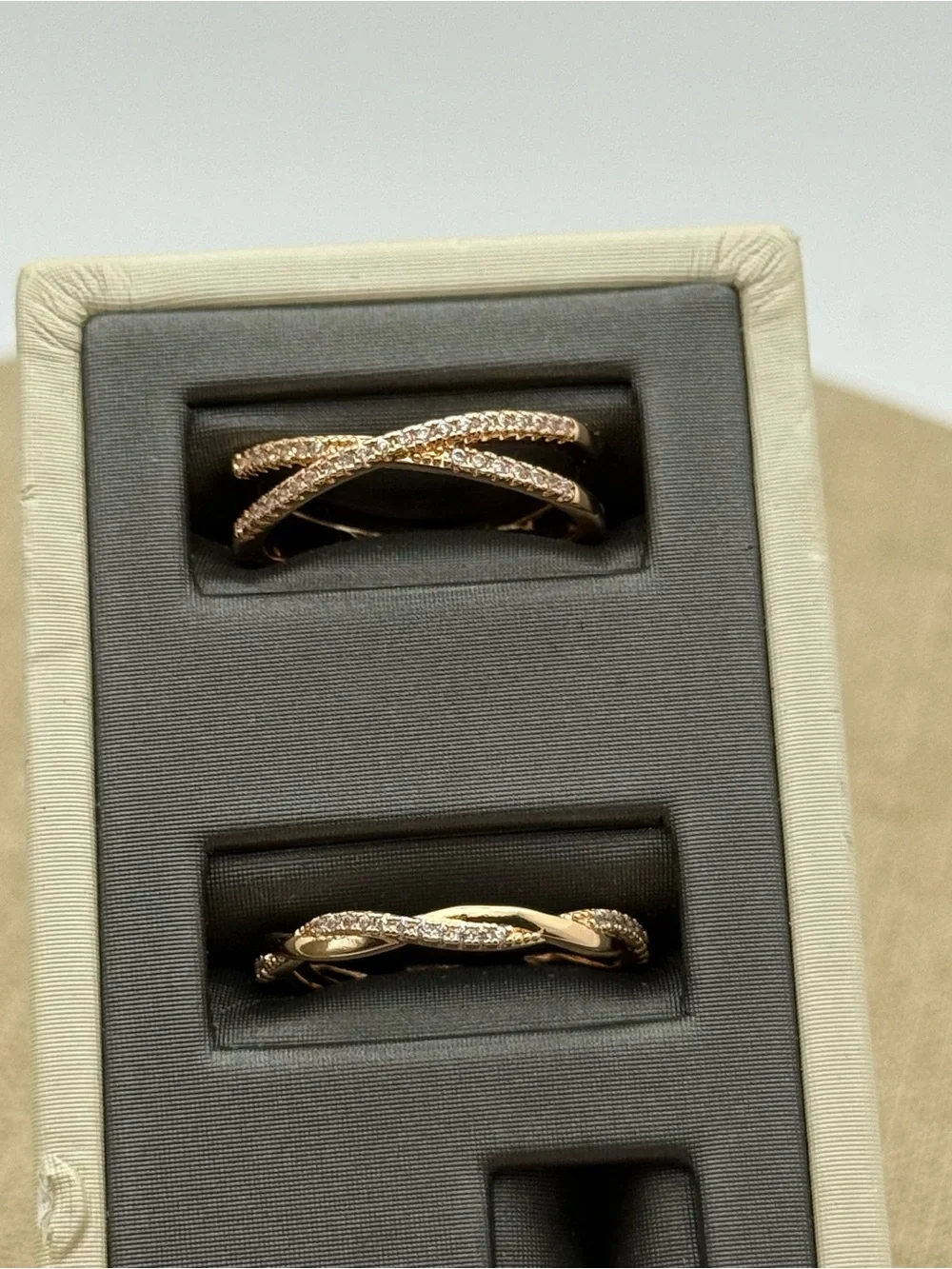 Set of two Rose Gold tone Twisted Band Ring - Women Jewelry